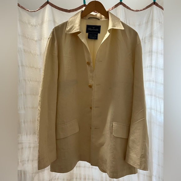 Linen jacket , cream colored, polyurethane coated, designed in France,  men’s m - Picture 2 of 11